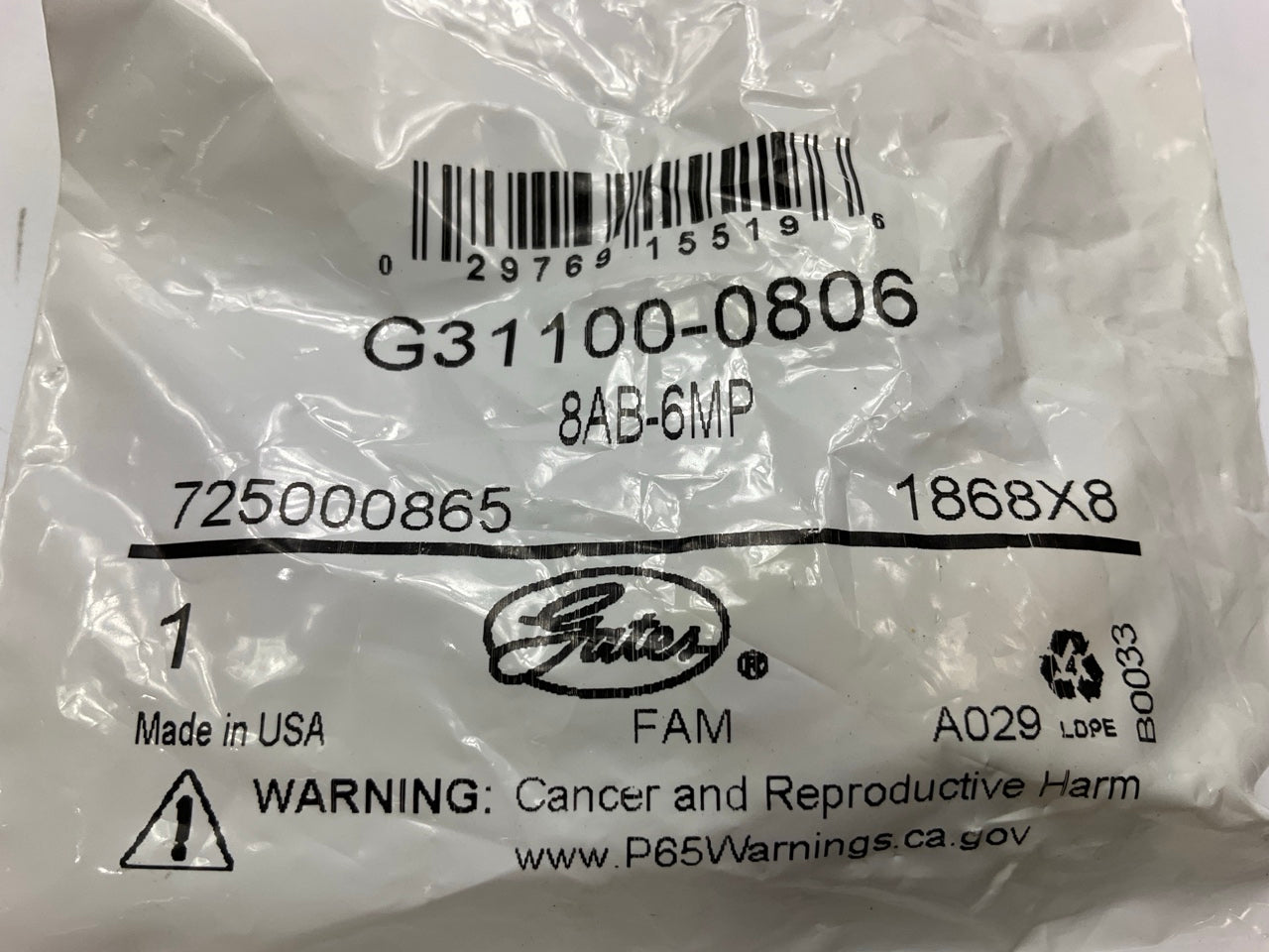 Gates G31100-0806 Air Brake 1/2'' To 3/8''-18 Male Pipe Fitting, 8AB-6MP