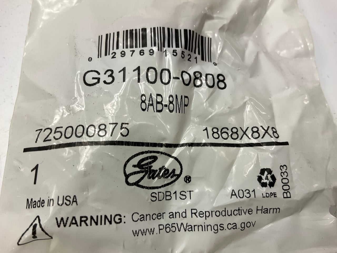 Gates G31100-0808 Air Brake To Male Pipe Fitting, 1/2'' X 1/2''-14