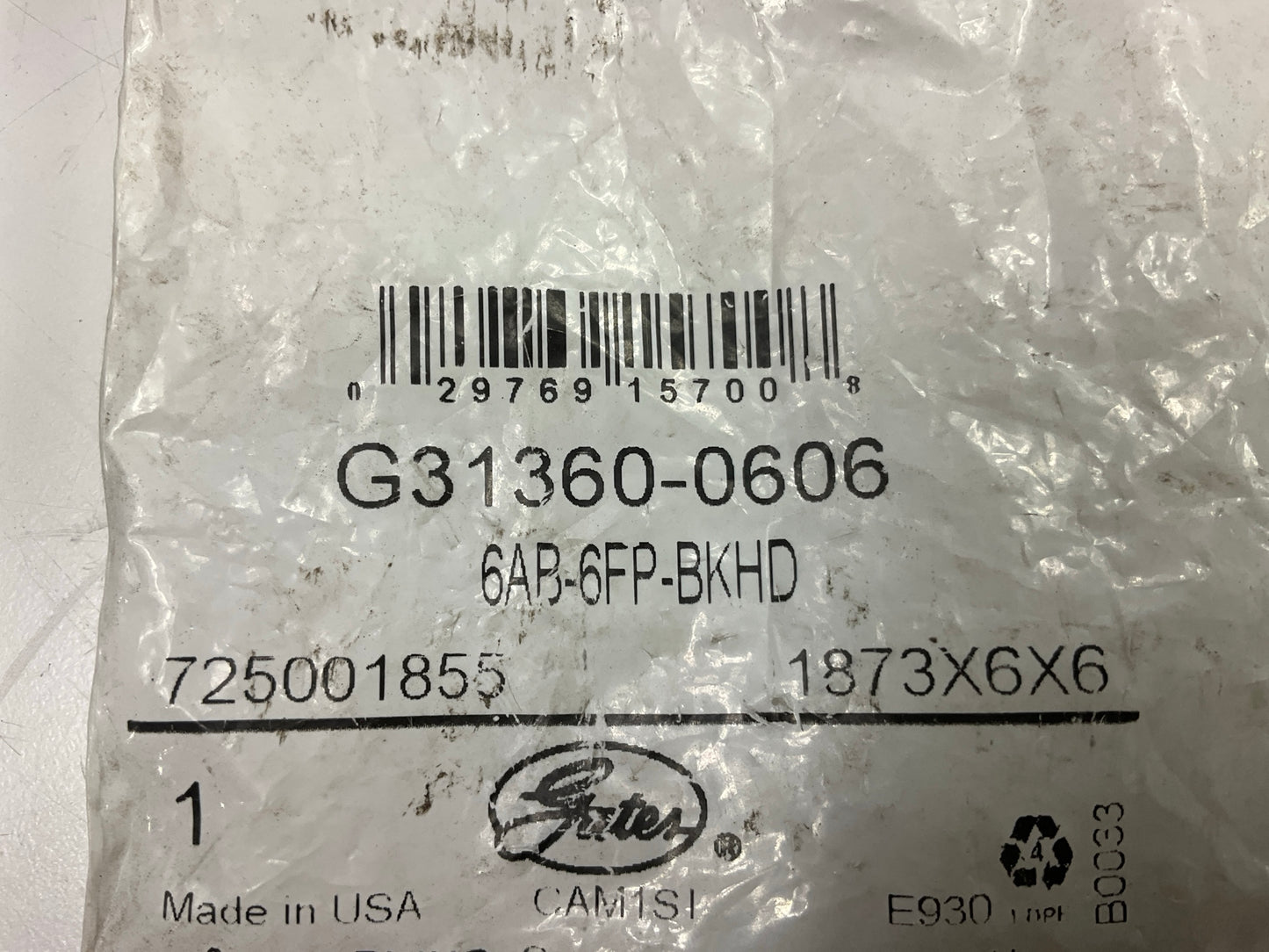 Gates G31360-0606 Air Brake To Female Pipe Bulkhead, 3/8''