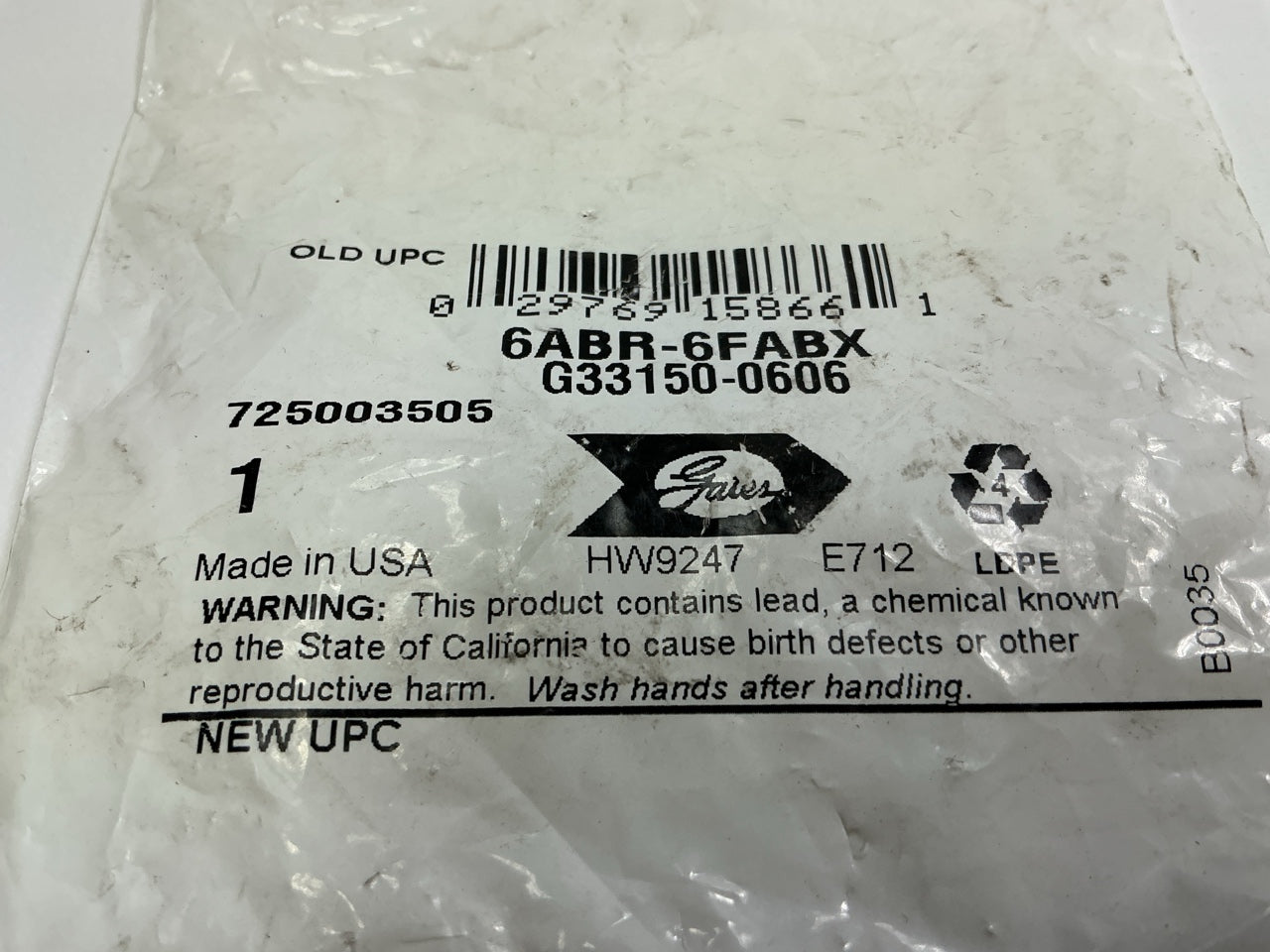 Gates G33150-0606 Air Brake To Female Air Brake Swivel, 3/8'' ID, 3/4-20 Thread