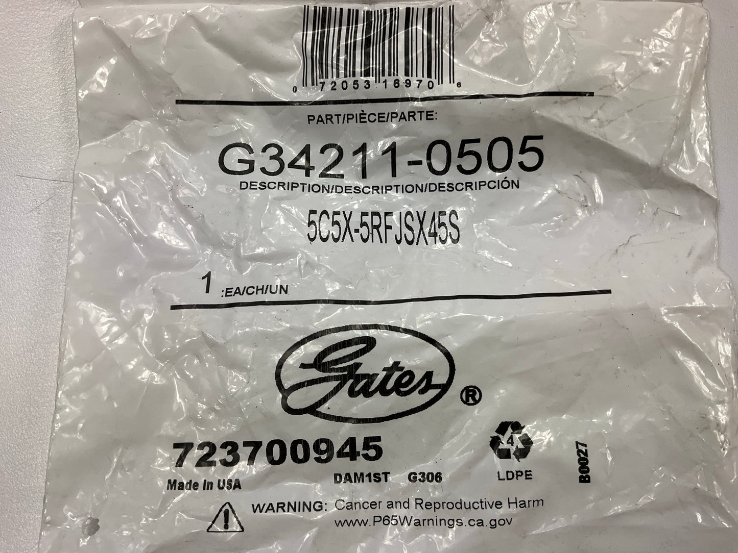Gates G34211-0505 Dual Seat Female JIC 37/SAE 45 Flare Swivel Hose Fitting