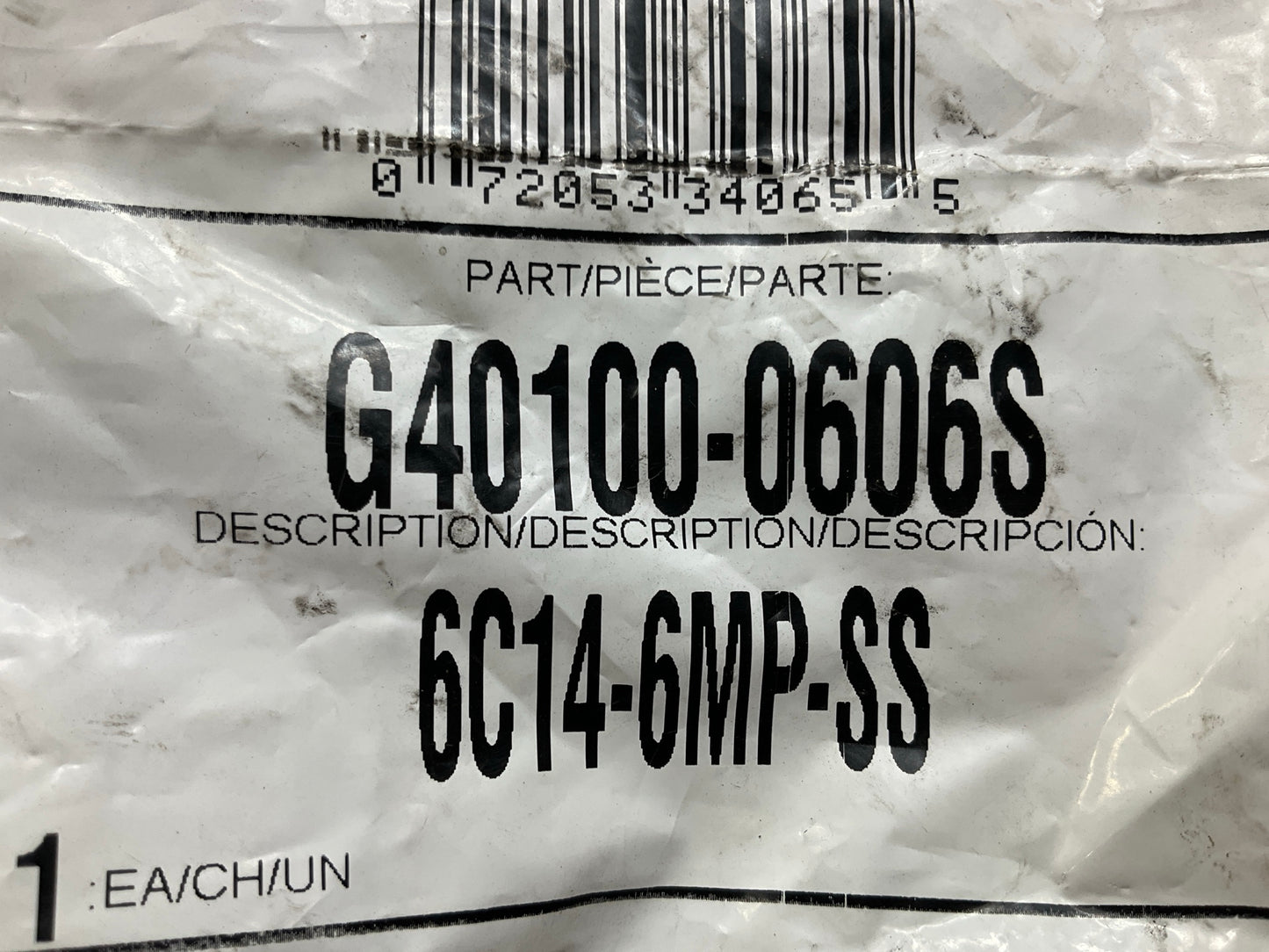 Gates G40100-0606S Male Pipe Fitting (NPTF - 30 Cone Seat) - Stainless Steel