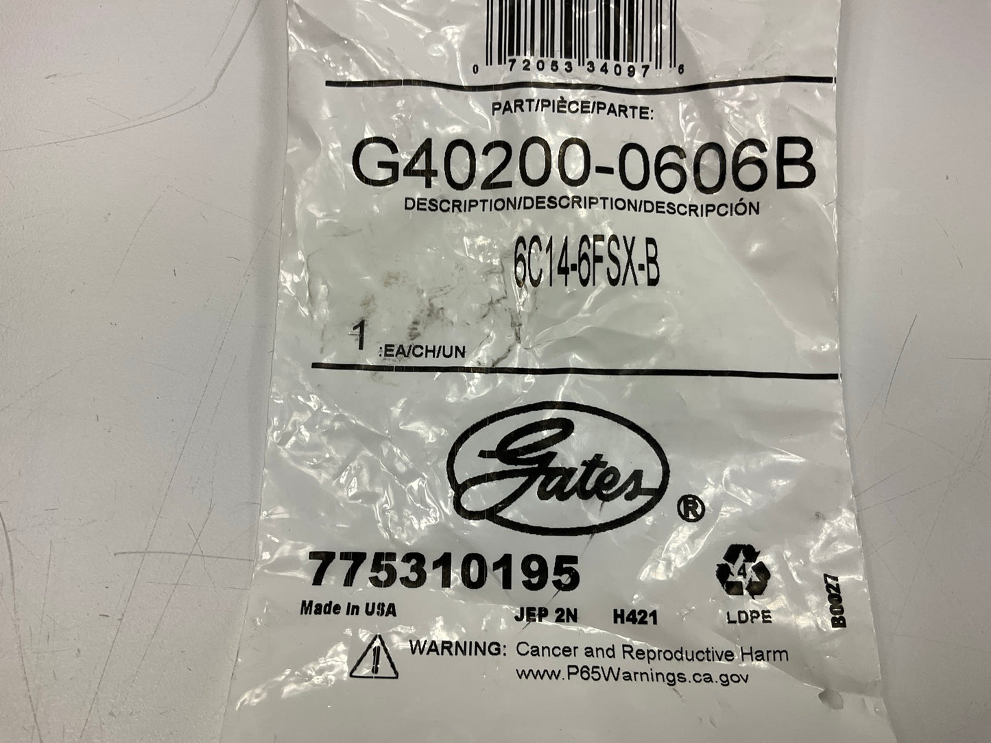 Gates G40200-0606B Hydraulic Fitting Female SAE 45 Flare Swivel