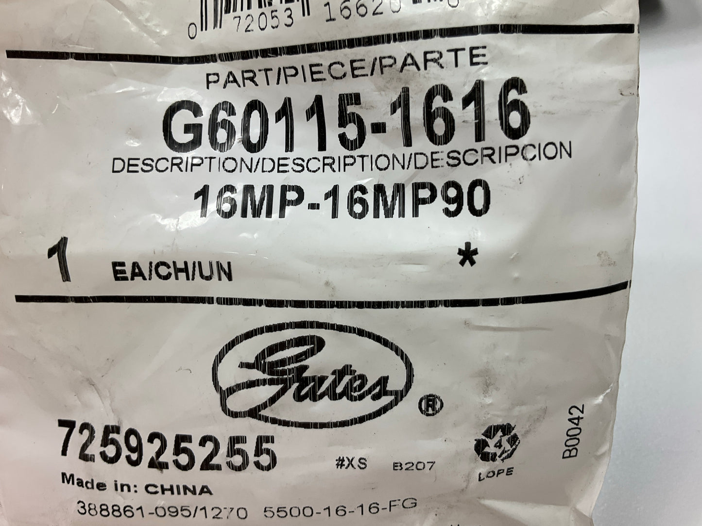 Gates G60115-1616 90° Male Pipe NPTF To Male Pipe NPTF Adapter - 16MP-16MP90