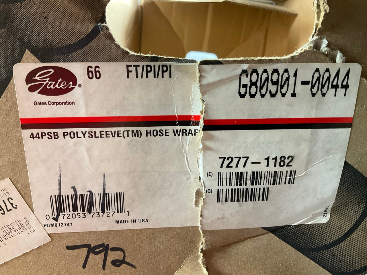 66 FEET - Gates G80901-0044 Hydraulic Hose Poly Wrap Protective Sleeve 2.62-3.11