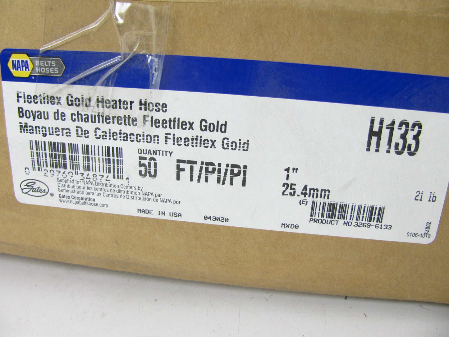 50 FEET - Gates H133 Napa FLEETFLEX HD Heater Hose 1'' ID