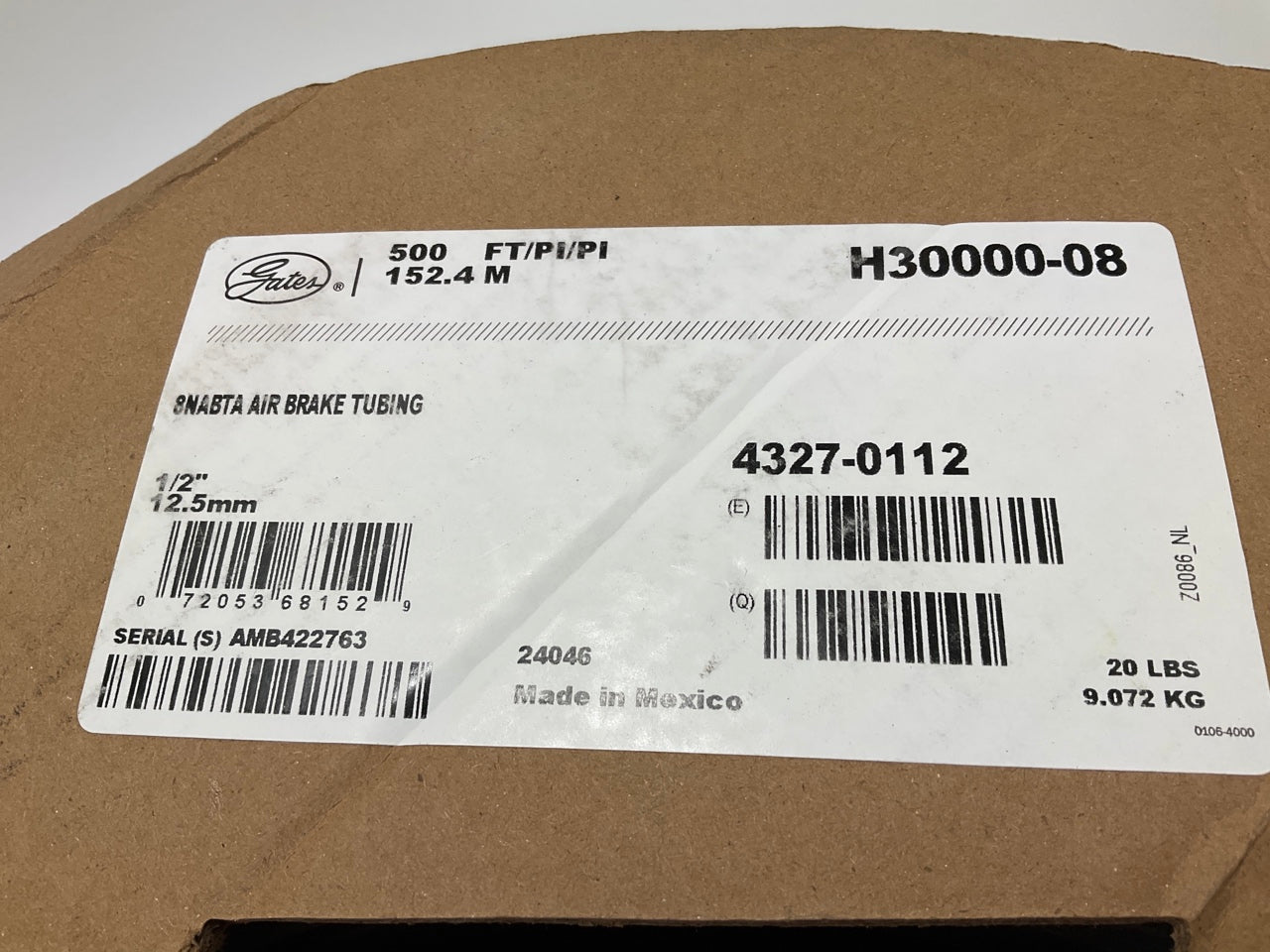 500 Feet Roll - Gates H30000-08 Air Brake Hose Tube Tubing 1/2'' 8NABTA