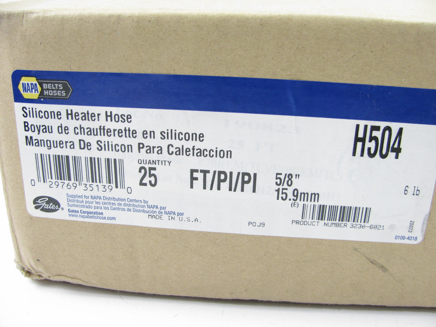 25 FEET - Gates H504 Silicone Heater Hose 5/8'' 15.9MM