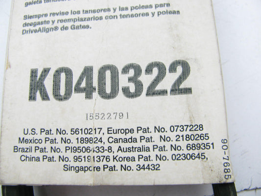 Gates K040322 Serpentine Belt - 0.56'' X 33.00'' - 4 Ribs