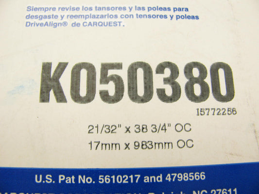 Gates K050380 Serpentine Belt - 0.69'' X 38.50'' - 5 Ribs