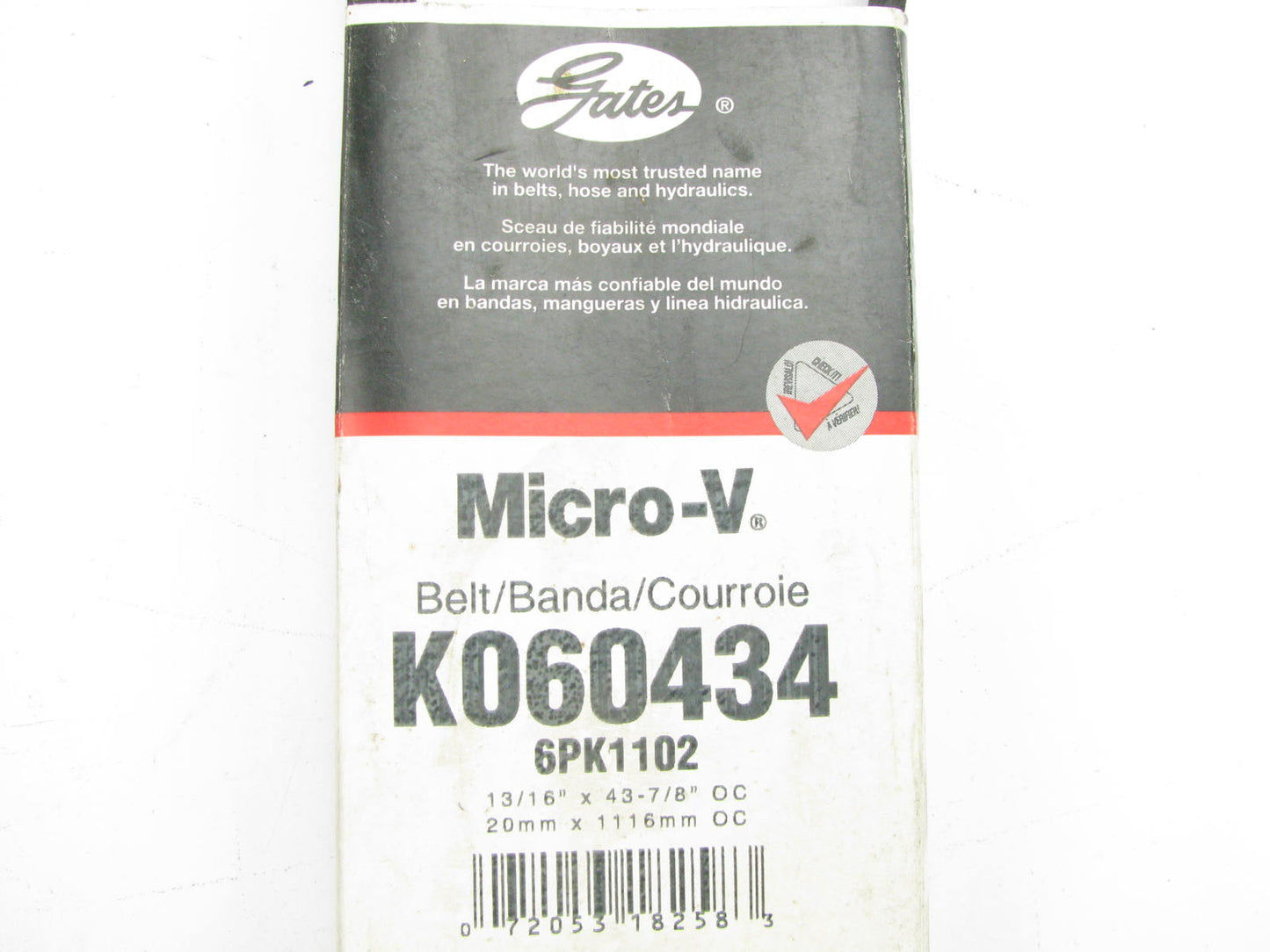 Gates K060434 Serpentine Belt - 0.84'' X 44.00'' - 6 Ribs