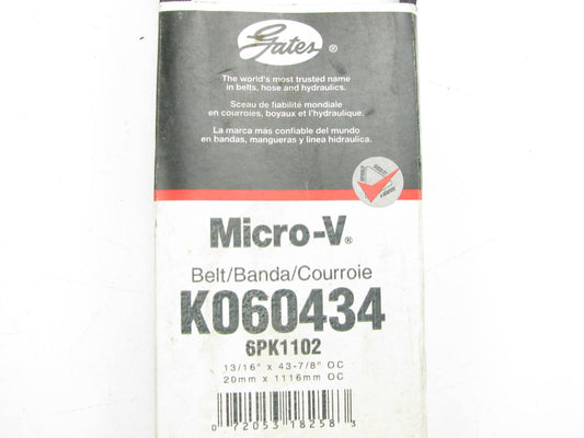 Gates K060434 Serpentine Belt - 0.84'' X 44.00'' - 6 Ribs