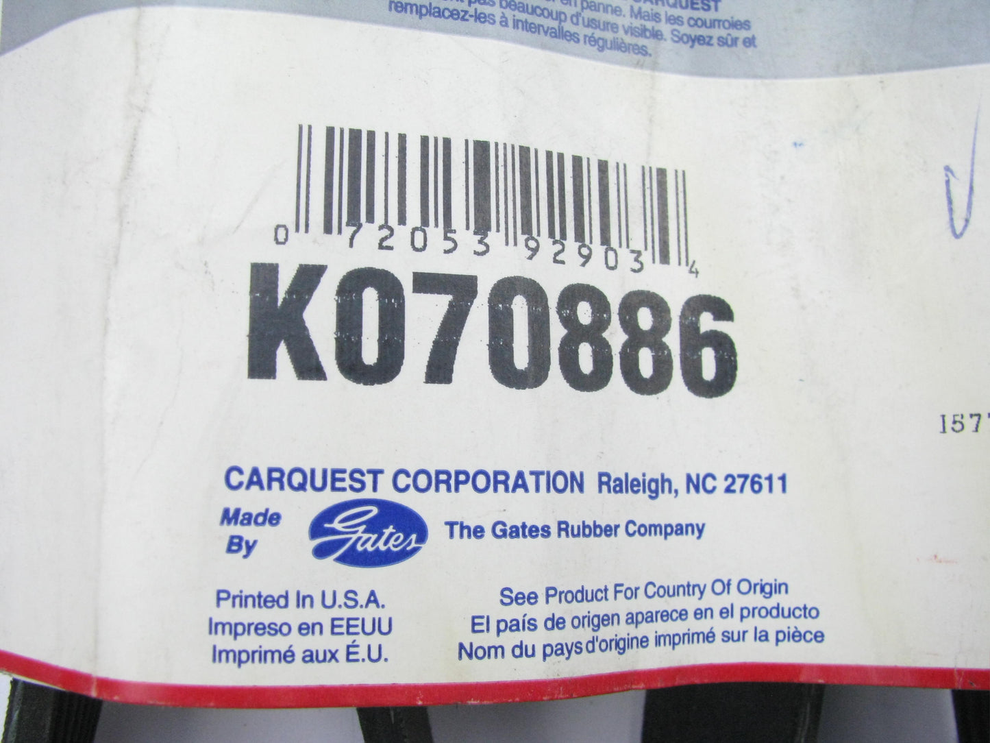 Gates K070886 Serpentine Belt - 0.98'' X 87.125'' - 7 Ribs
