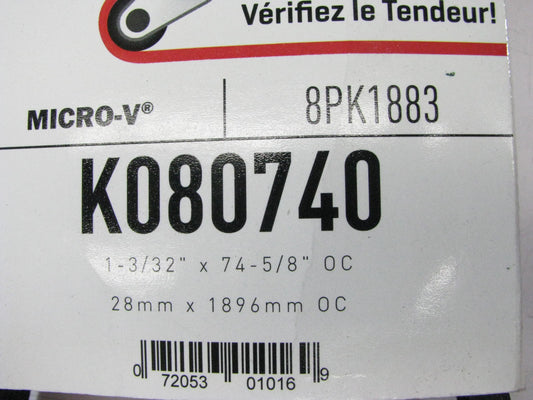 Gates K080740 Serpentine Belt - 1.12'' X 74.50'' - 8 Ribs