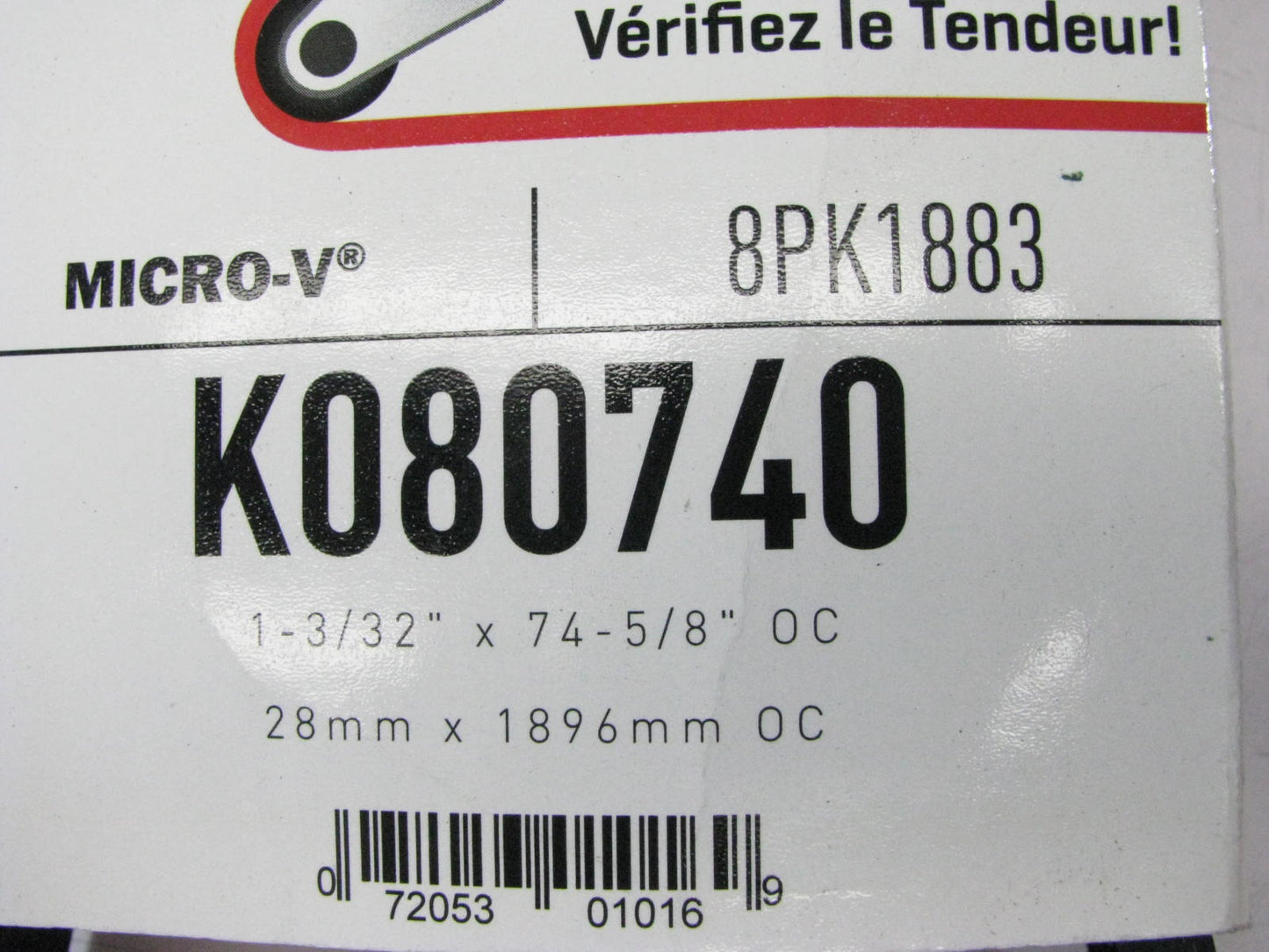 Gates K080740 Serpentine Belt - 1.12'' X 74.50'' - 8 Ribs