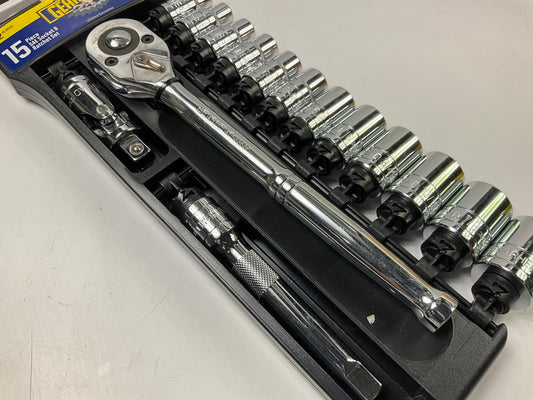 Gearhead GH4250 1/2'' Drive SAE Socket & Ratchet Handle Set, 15-Piece