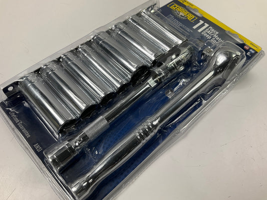 Gearhead GH4257 1/2'' Drive SAE & Metric Deep Socket Set, 11-Piece