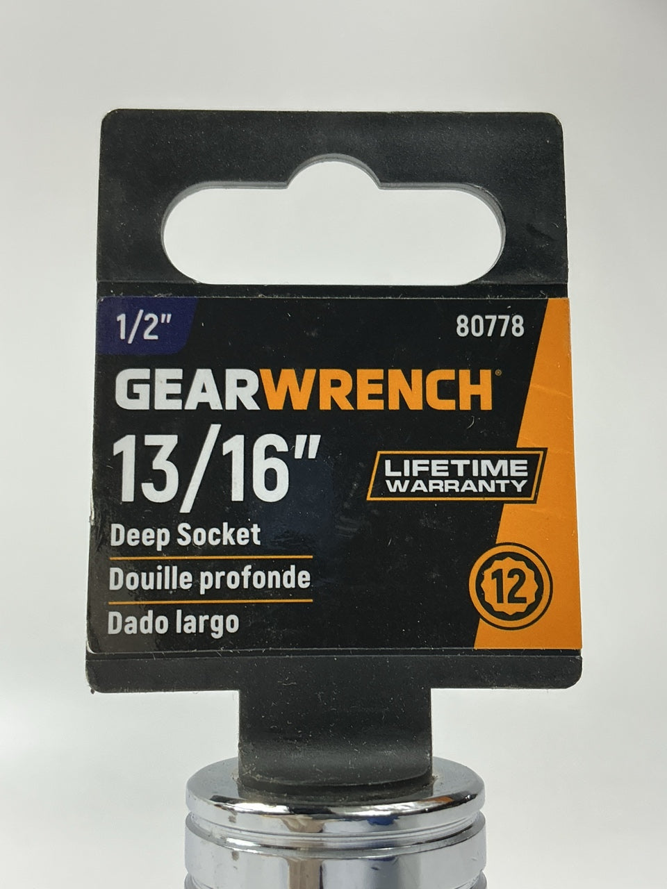 Gearwrench 80778 1/2'' Drive 12 Point Deep SAE Socket 13/16''