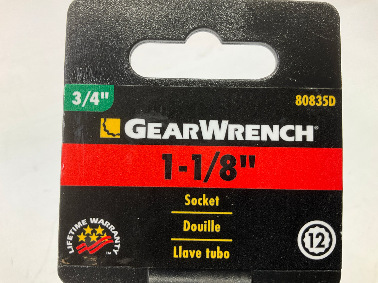 Gearwrench 80835D Socket 3/4'' Drive 12 Point, 1-1/8'' Socket