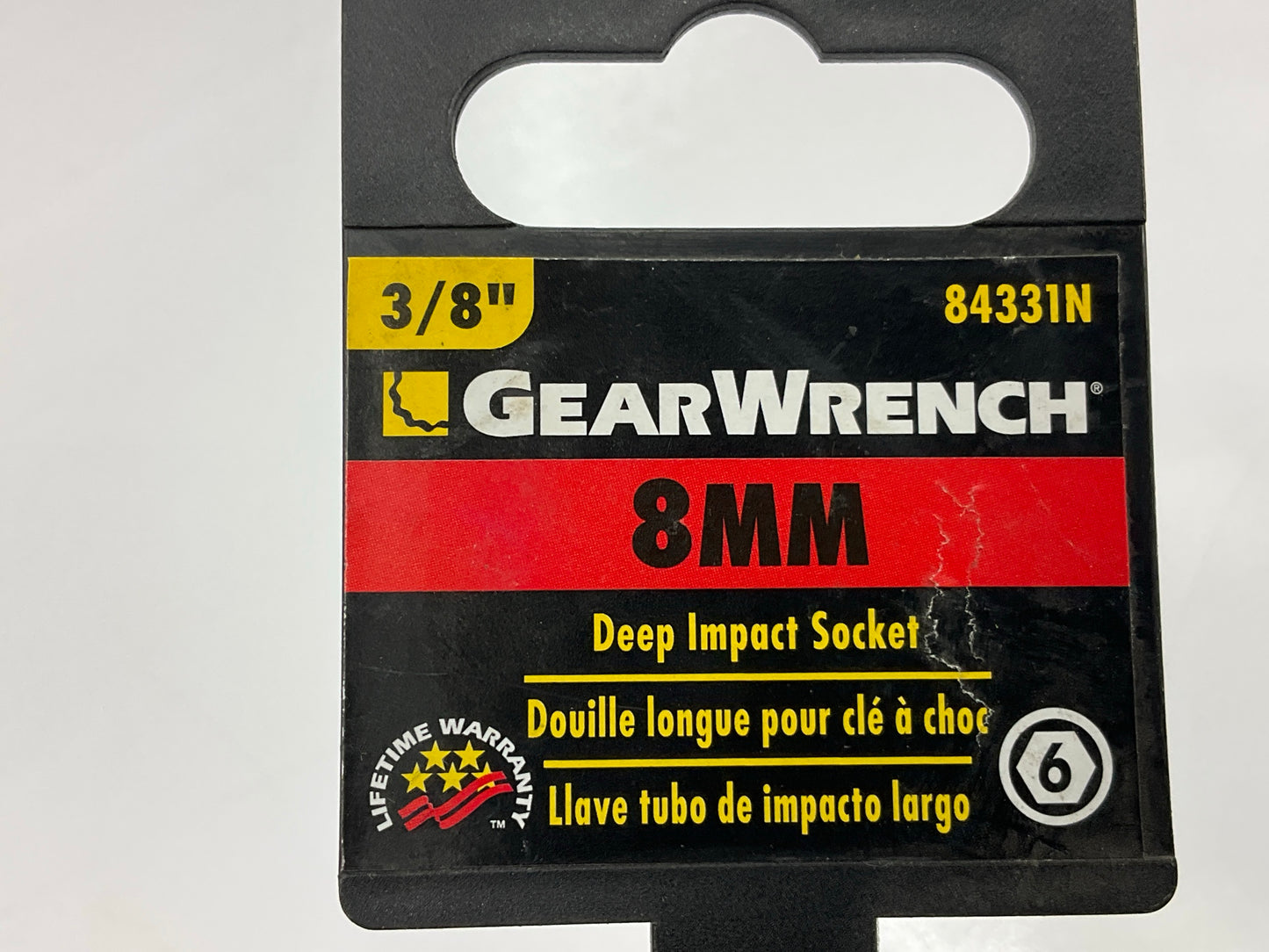 Gearwrench 84331N 3/8'' Drive 6 Point Deep Impact Metric Socket 8mm