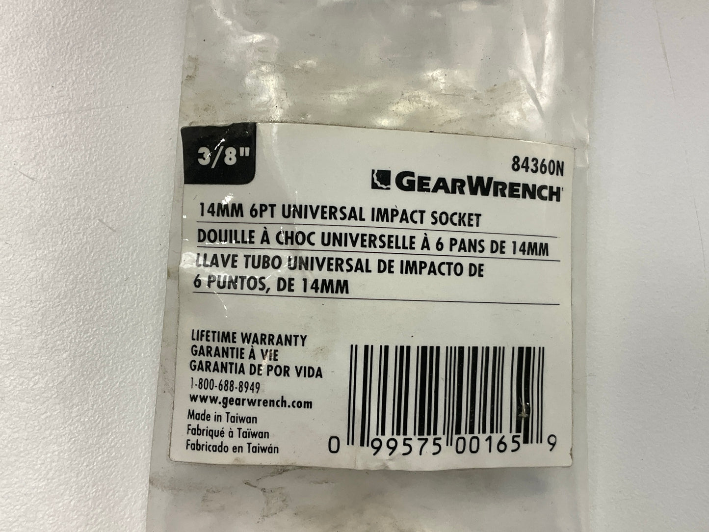Gearwrench 84360N 3/8-inch Drive, 14mm 6-point, Standard Universal Impact Socket