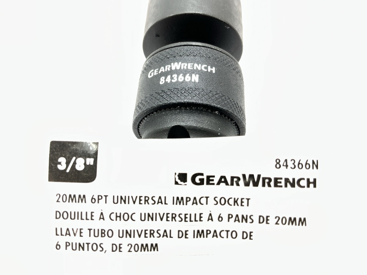 Gearwrench 84366N 3/8'' Drive 6 Point 20mm Universal Impact Socket