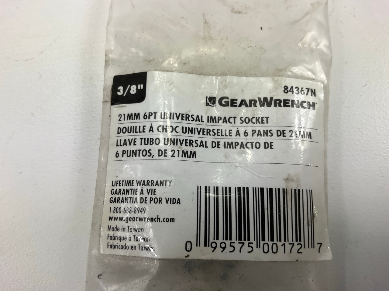 GearWrench 84367N 3/8'' Drive Universal Impact Metric Socket 21mm, Black Oxide