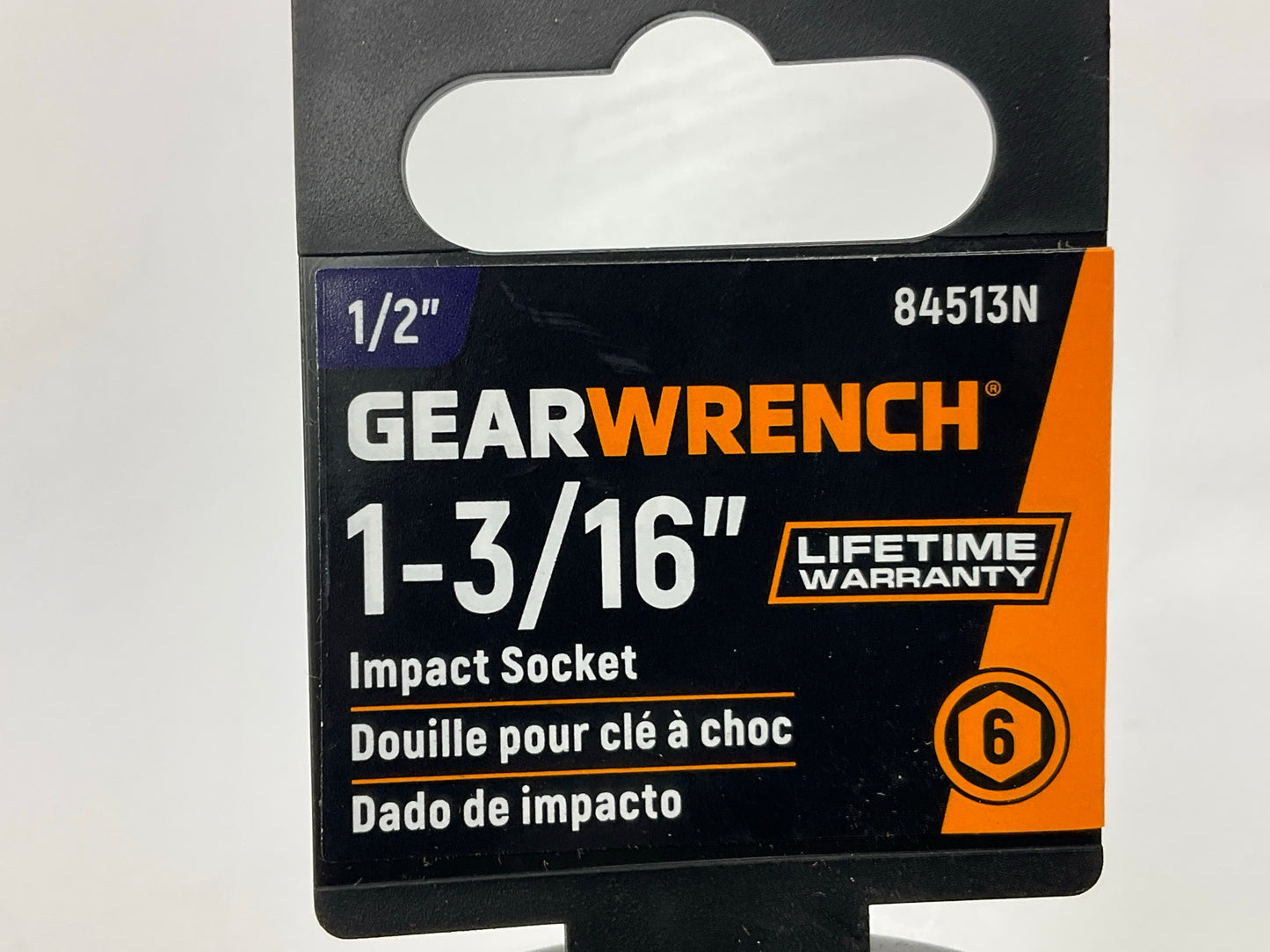 Gearwrench 84513N 1/2'' Drive 6 Point Standard Impact SAE Socket 1-3/16''