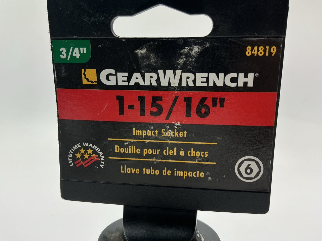 Gearwrench 84819 3/4'' Drive 6 Point Standard Impact SAE Socket 1-15/16''