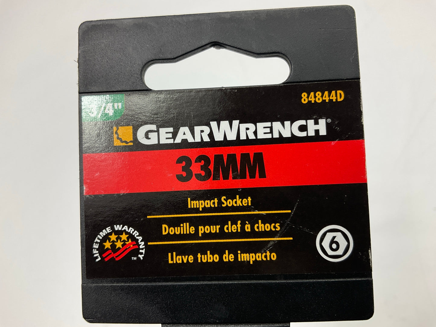 Gearwrench 84844D 3/4'' Drive 6 Point Standard Impact Metric Socket 33mm