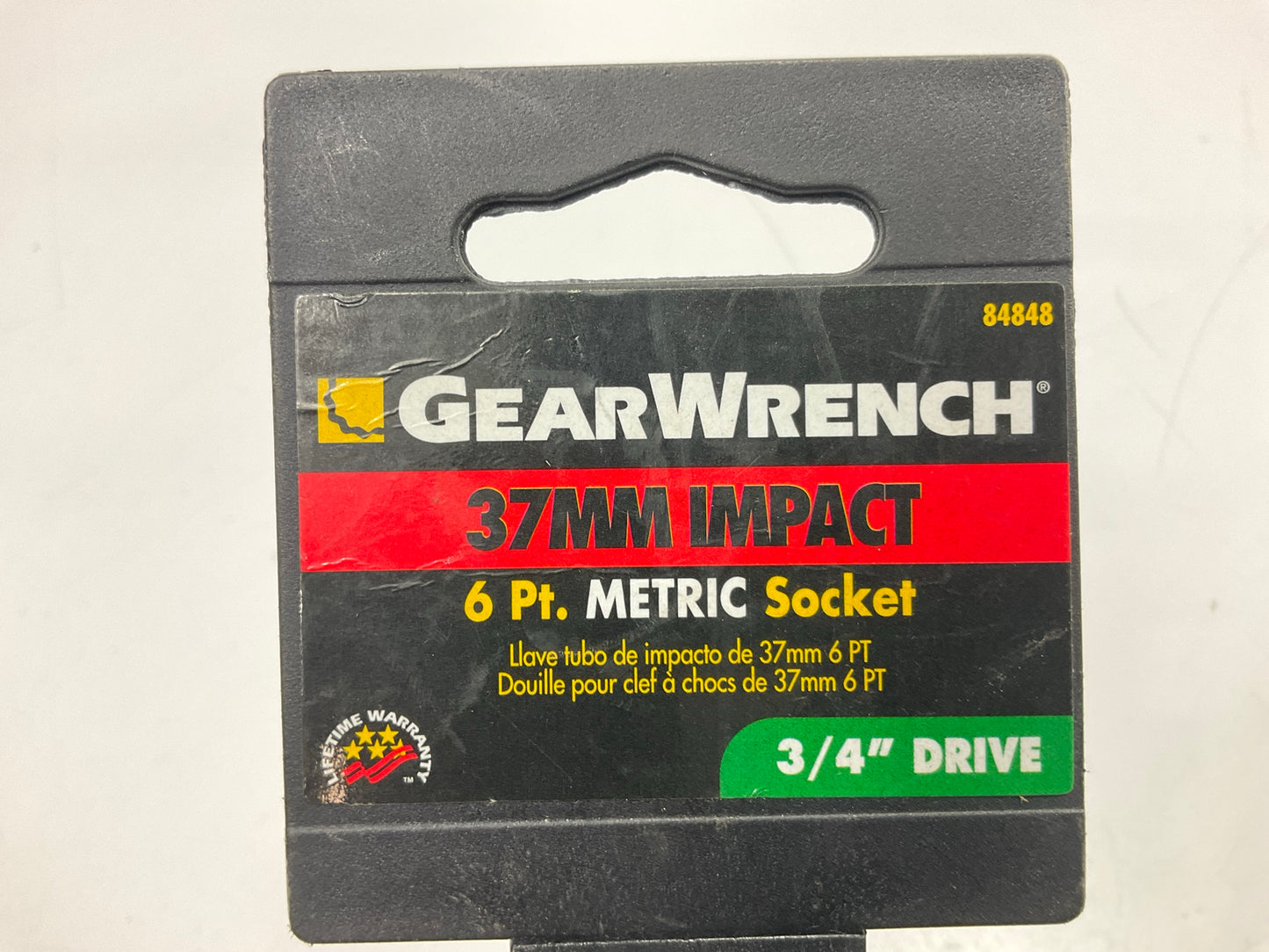 Gearwrench 84848 3/4'' Drive 6 Point Standard Impact Metric Socket 37mm