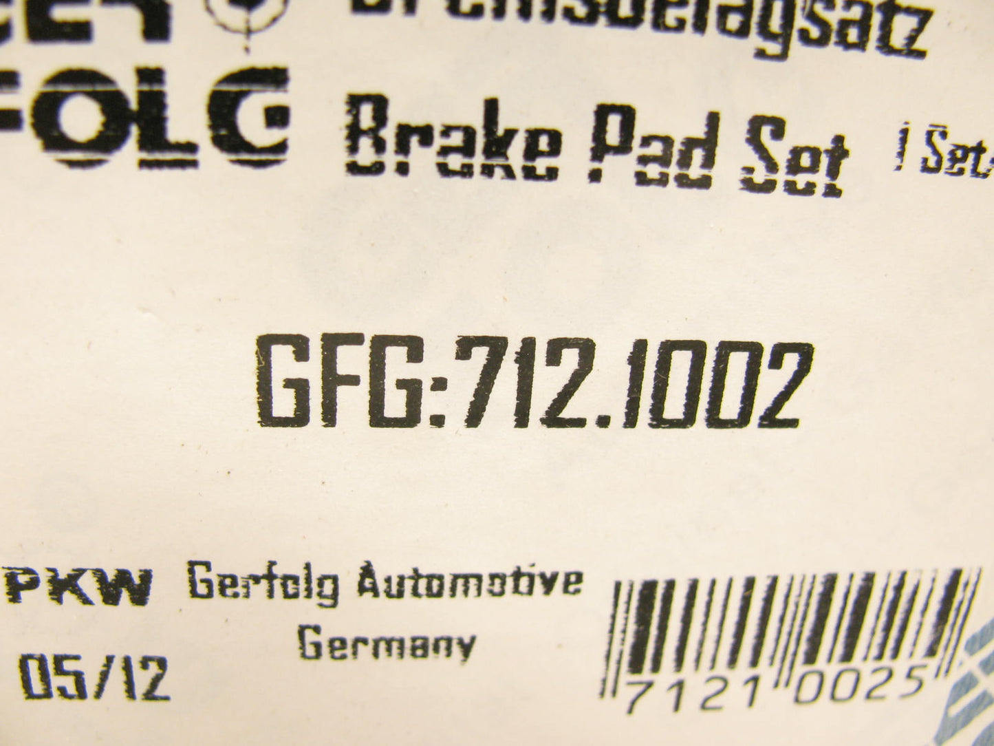 Gerfolg 712.1002 Front Disc Brake Pads Interchanges For BMW 34116761244