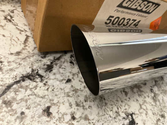 Gibson 500374 Polished Stainless Steel Exhaust Tip, 2.5'' Inlet, 3.5'' Outlet, 12''