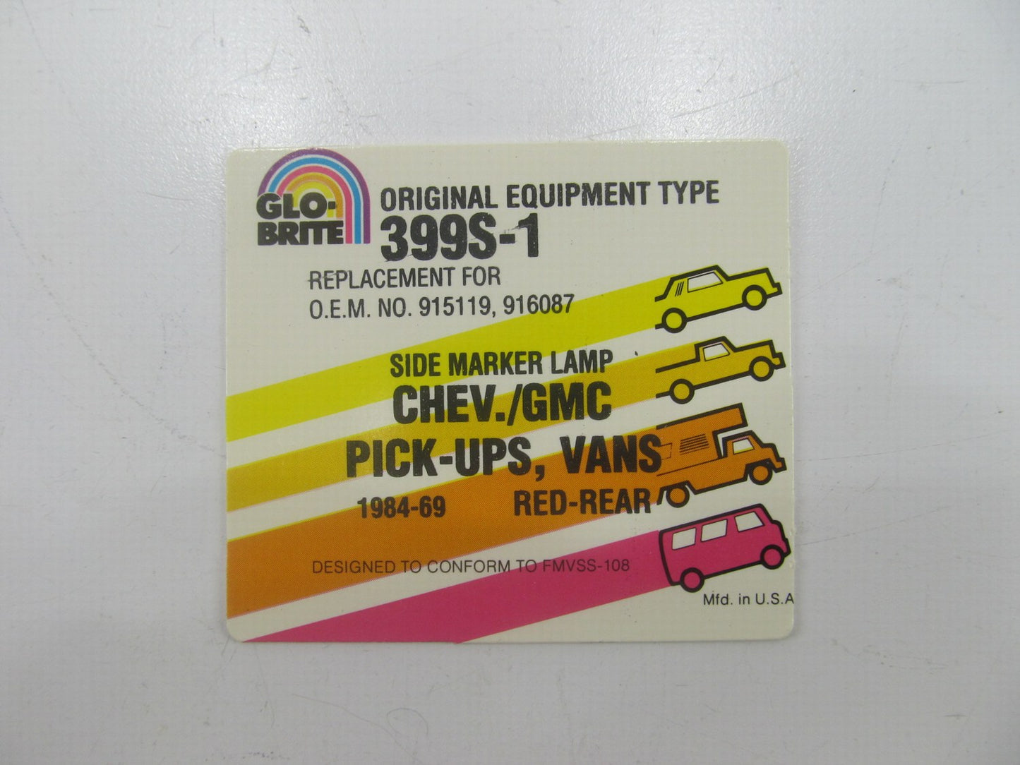 Glo-brite 399S-1 Side Marker Lamp Light Lens, Rear