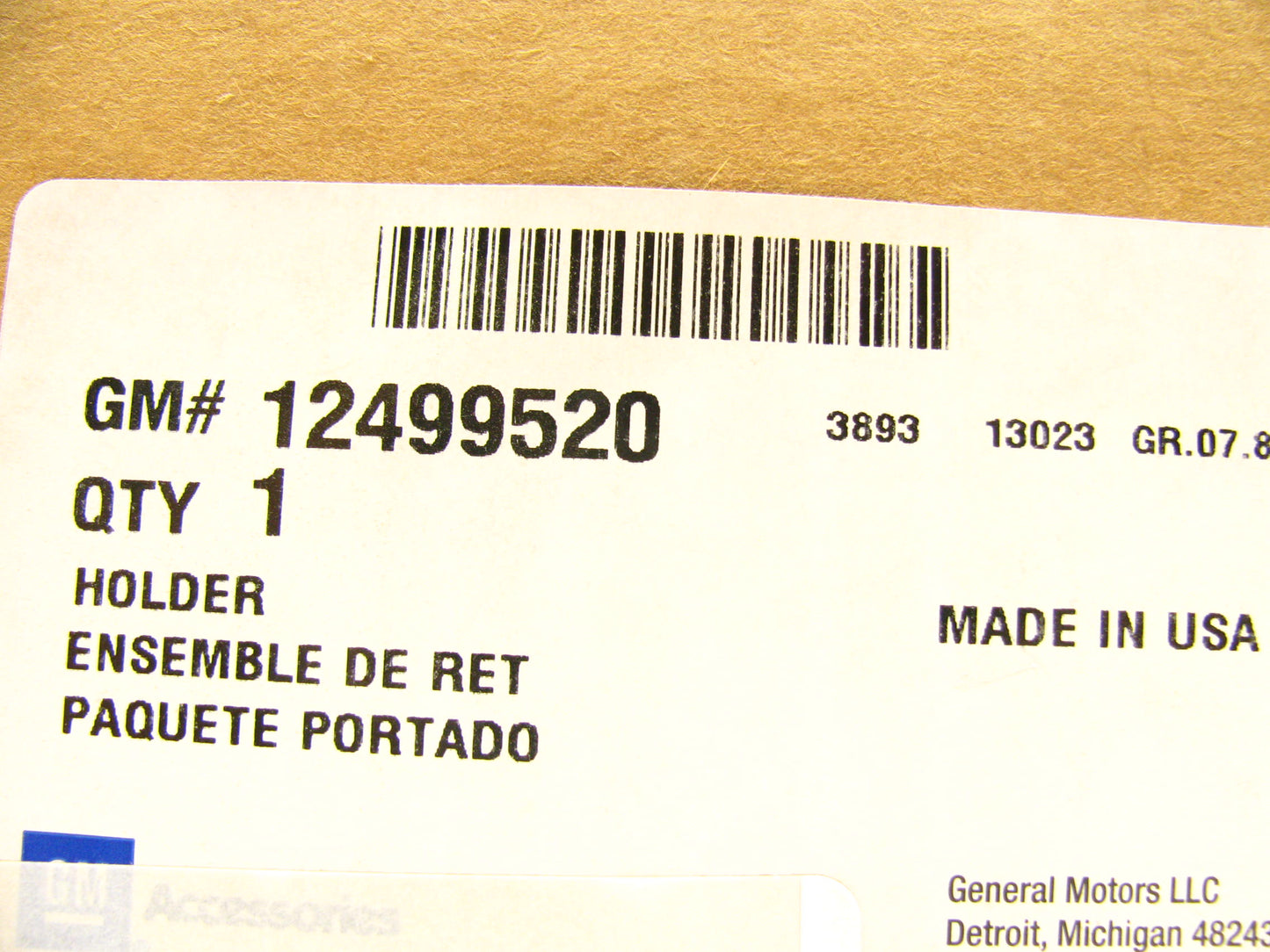 NEW GM 12499520 Rear License Plate Holder OEM 2005-2013 C6 Corvette ARCTIC WHITE