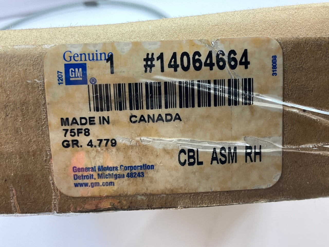 Gm 14064664 Rear Right Passengers Side Parking Brake Cable, 77-3/4'' Long
