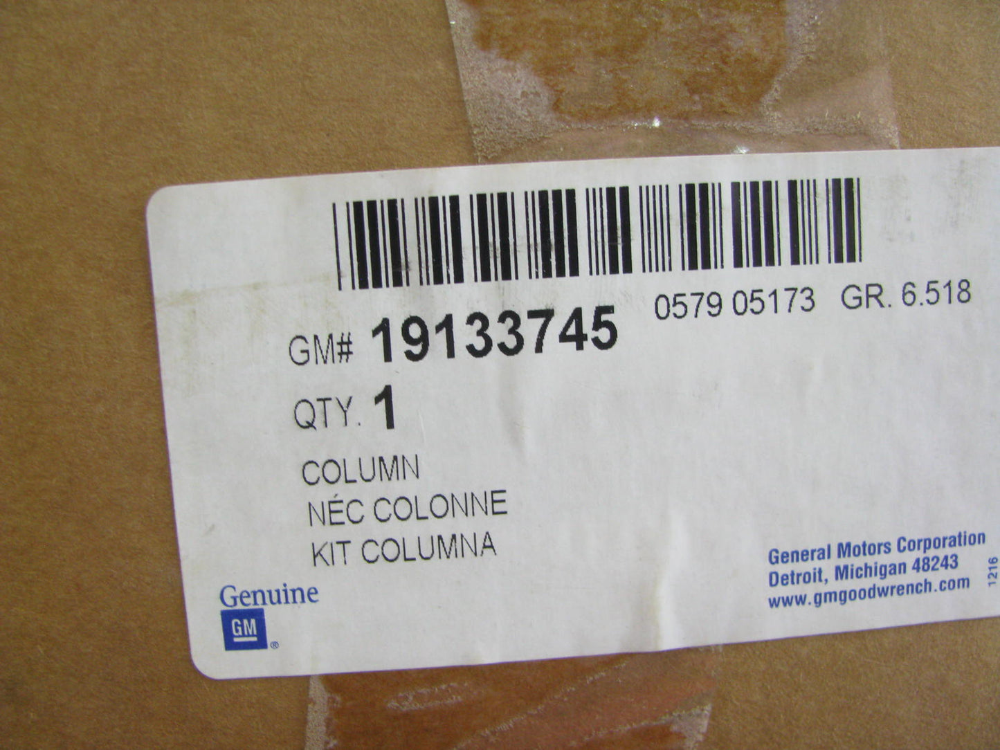 NEW - OEM GM 19133745 Steering Column Assembly 2006-2008 Chevrolet Corvette C6