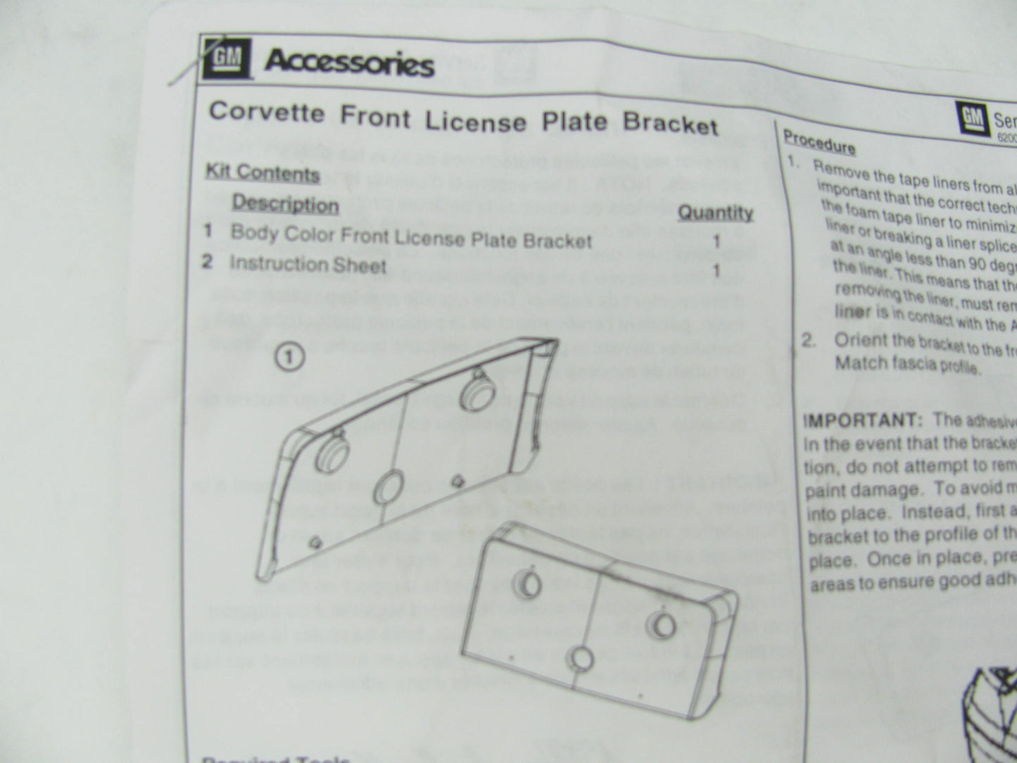 NEW GM 19202742 FRONT License Plate Mount Holder OEM For 2009-2013 Corvette