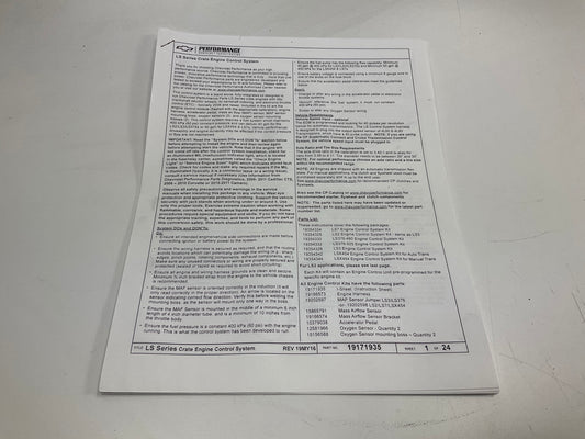 NEW OEM GM 19354332 Controller Kit GM LS3 6.2L 525 Hp Crate Engine Control Kit