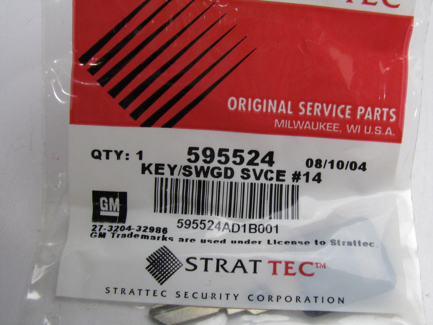 (5) NEW - OEM 595524 STRATTEC Single Sided, VATS Ignition Key Blank