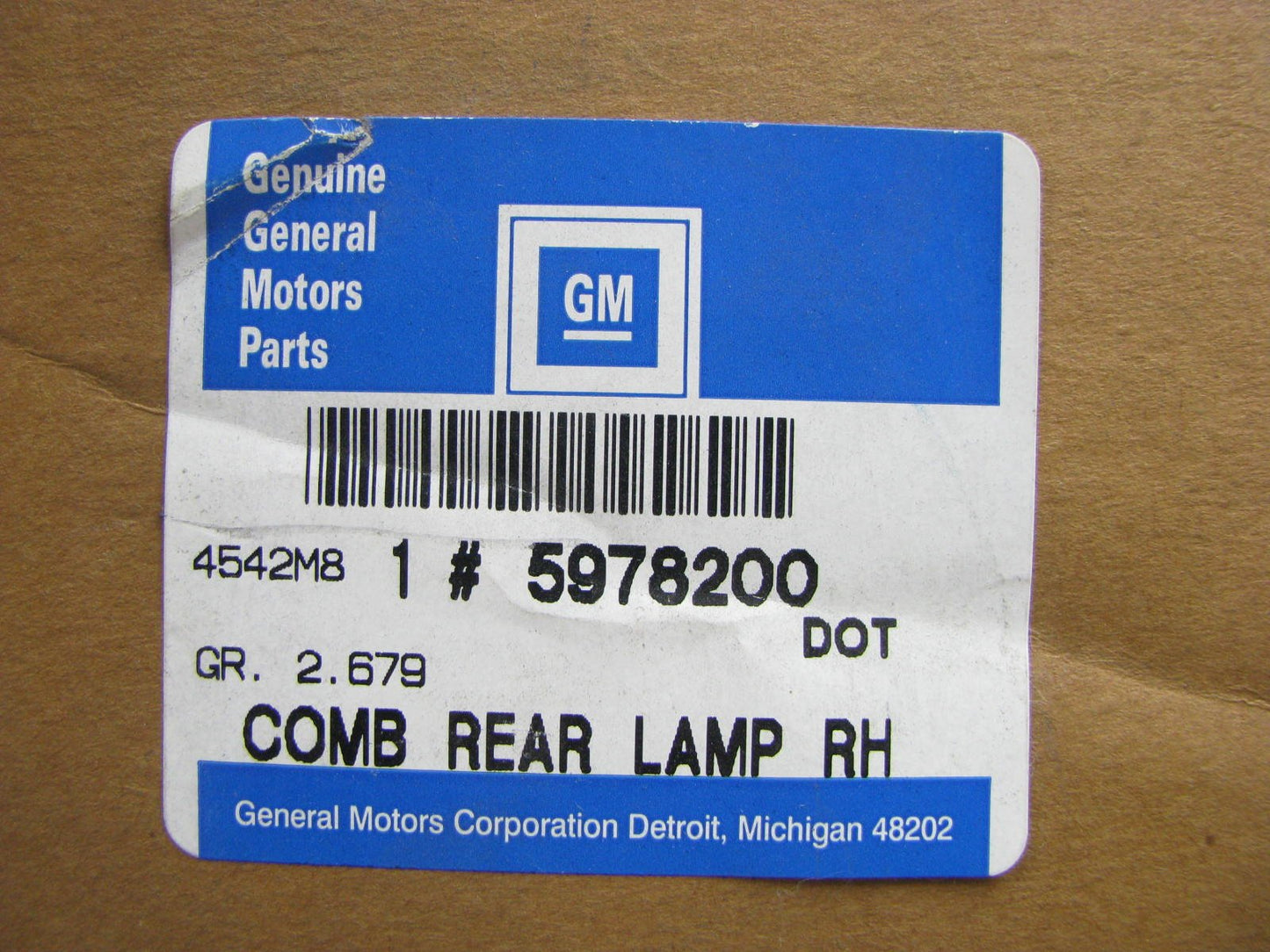 NEW GENUINE OEM Right Side Taillamp Tail Light 1996-98 Pontiac Grand Am 5978200
