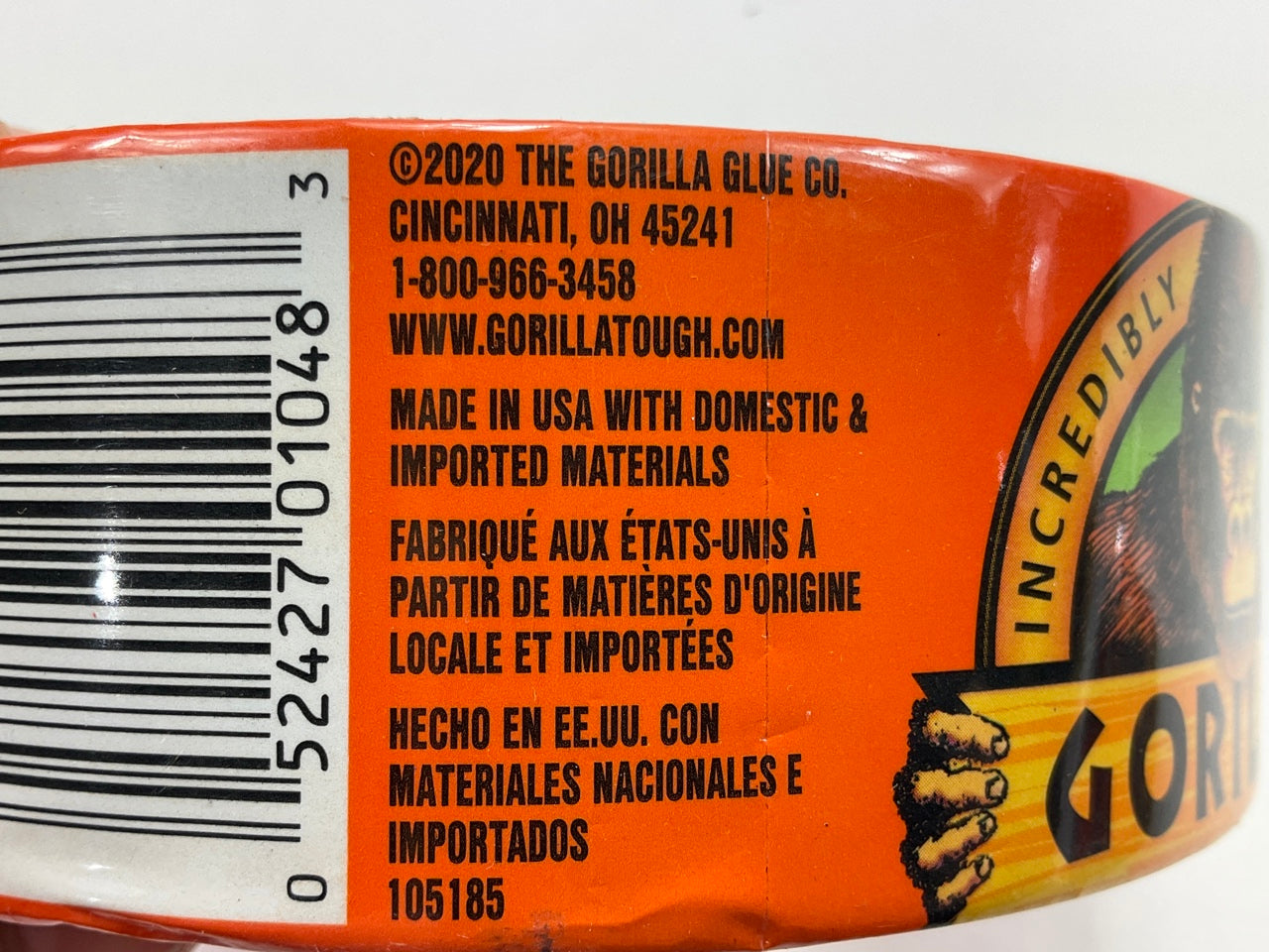 Gorilla 105185 Black Duct Repair Tape - 1.88 In X 30 Yd.