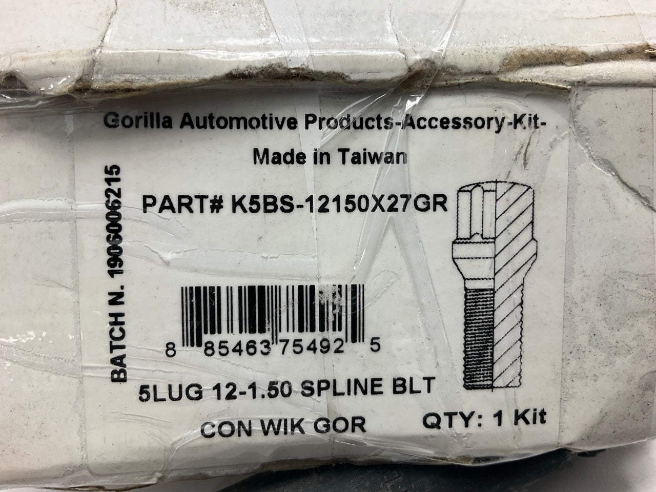 Gorilla K5BS-12150X27GR Spline Lug Bolts 12mm X 1.50 Thread, Set Of 20 W/ Socket