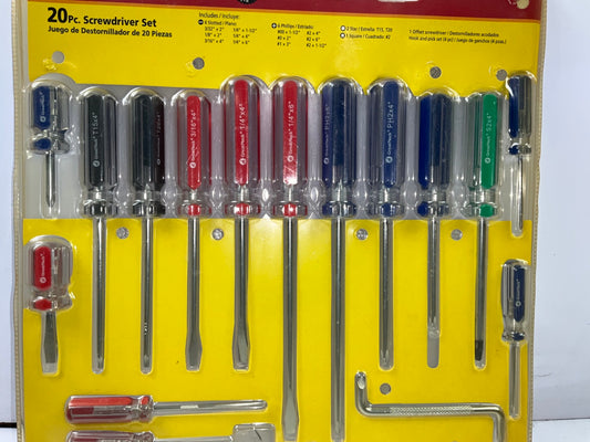 Great Neck 92080 20 Piece Screwdriver Set, Hook And Pick, Slotted, Phillips Head