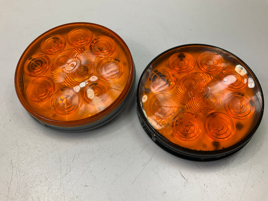 (2) Grote 53553 SuperNova 4'' Amber 10-Diode LED Stop Tail Turn Light Lamp