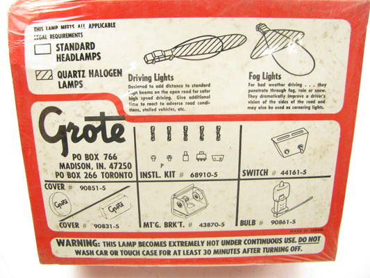 Grote 64161 Fog Light Lamp - 6-1/2'' Wide X 2-1/2'' High X 3-1/2'' - 12V 3/8'' Post