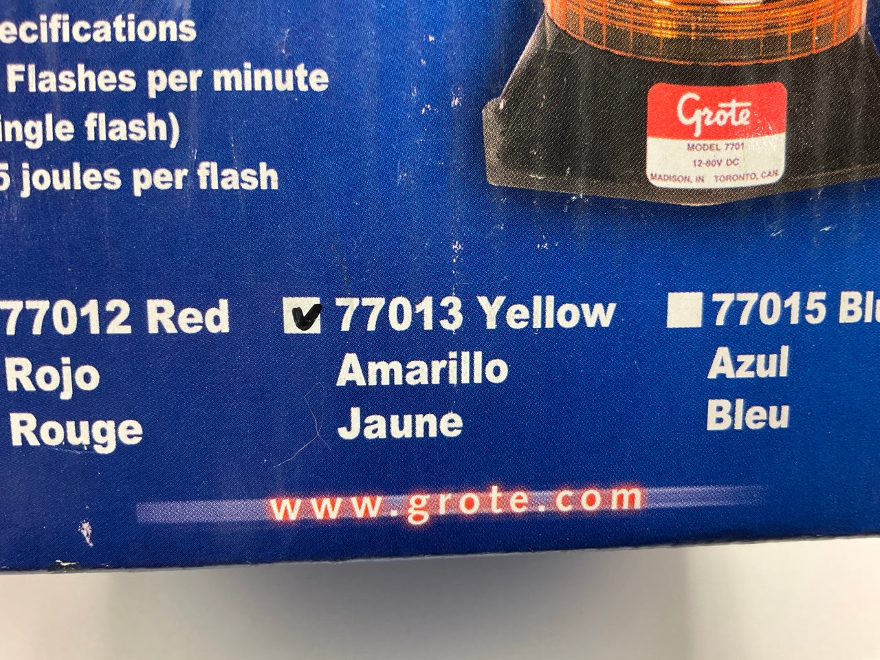 Grote 77013 Material Handling Amber Strobe Permanent Flash Tube Light Lamp