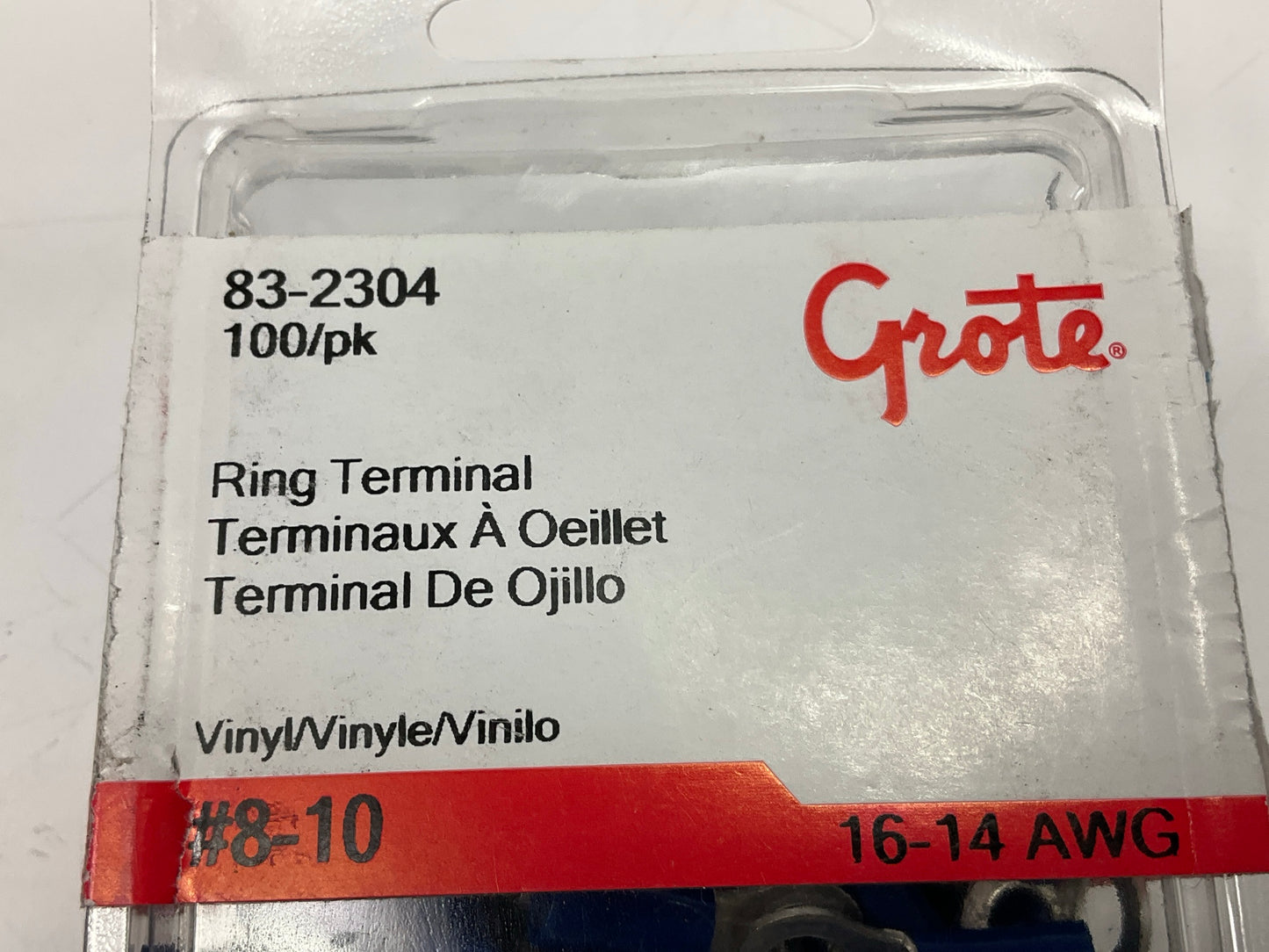 Grote 83-2304 Vinyl Ring Terminals, 16-14 Gauge, 100 Pack