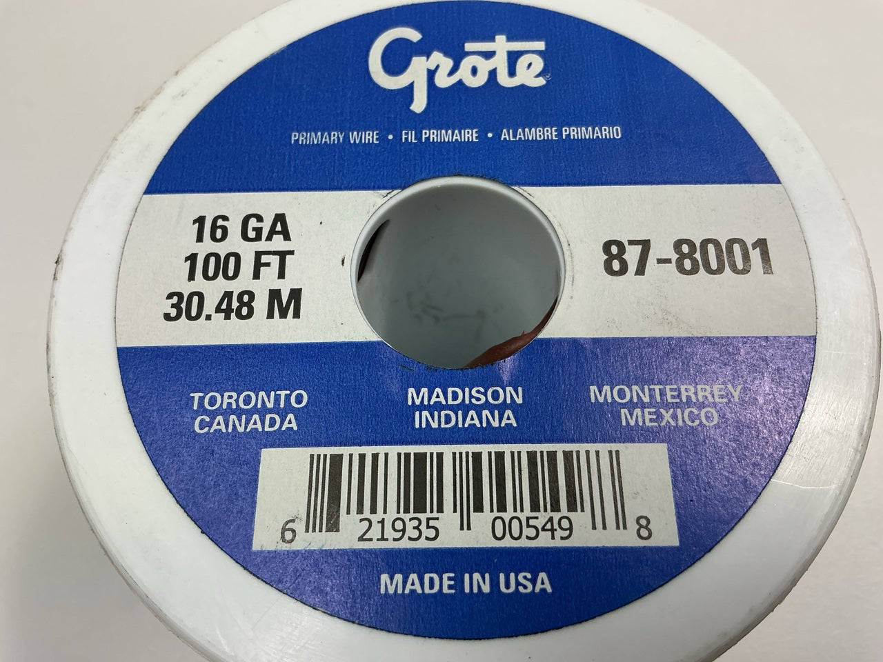 Grote 87-8001 General Purpose Thermoplastic Wire, 16 Gauge, Brown, 100' Feet