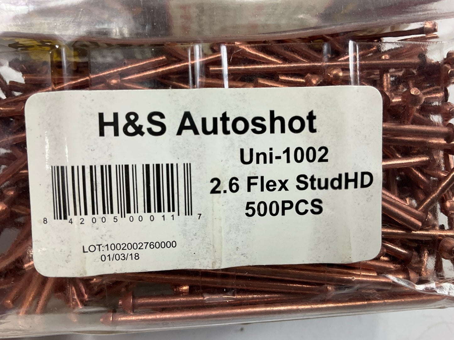 H & S Auto Shot 1002 Replacement Pulling Studs 2.6mm, Pack Of 500